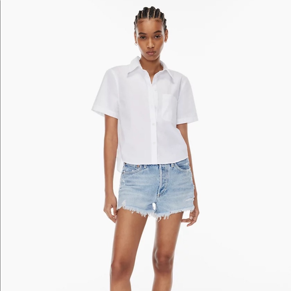 agolde aritzia denim parker shorts swapmeet blue